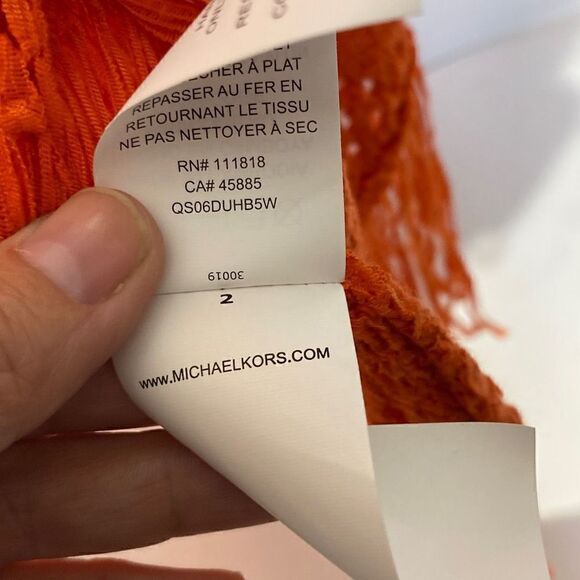 Michael Michael Kors Women's Fringe Hem Open Front Cardigan In Red Size XS - Picture 11 of 11